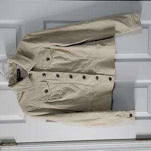 Rafaella Womens Tan Corduroy Long Sleeve Collared Pockets Button  Jacket Size 10